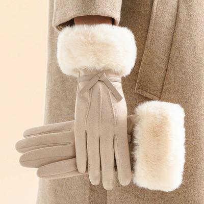 Winter Thick Plush Gloves For Women Fashion Warm Suede Outdoor Guantes Touchscreen Driving Lady Gloves Sports Cycling Mittens