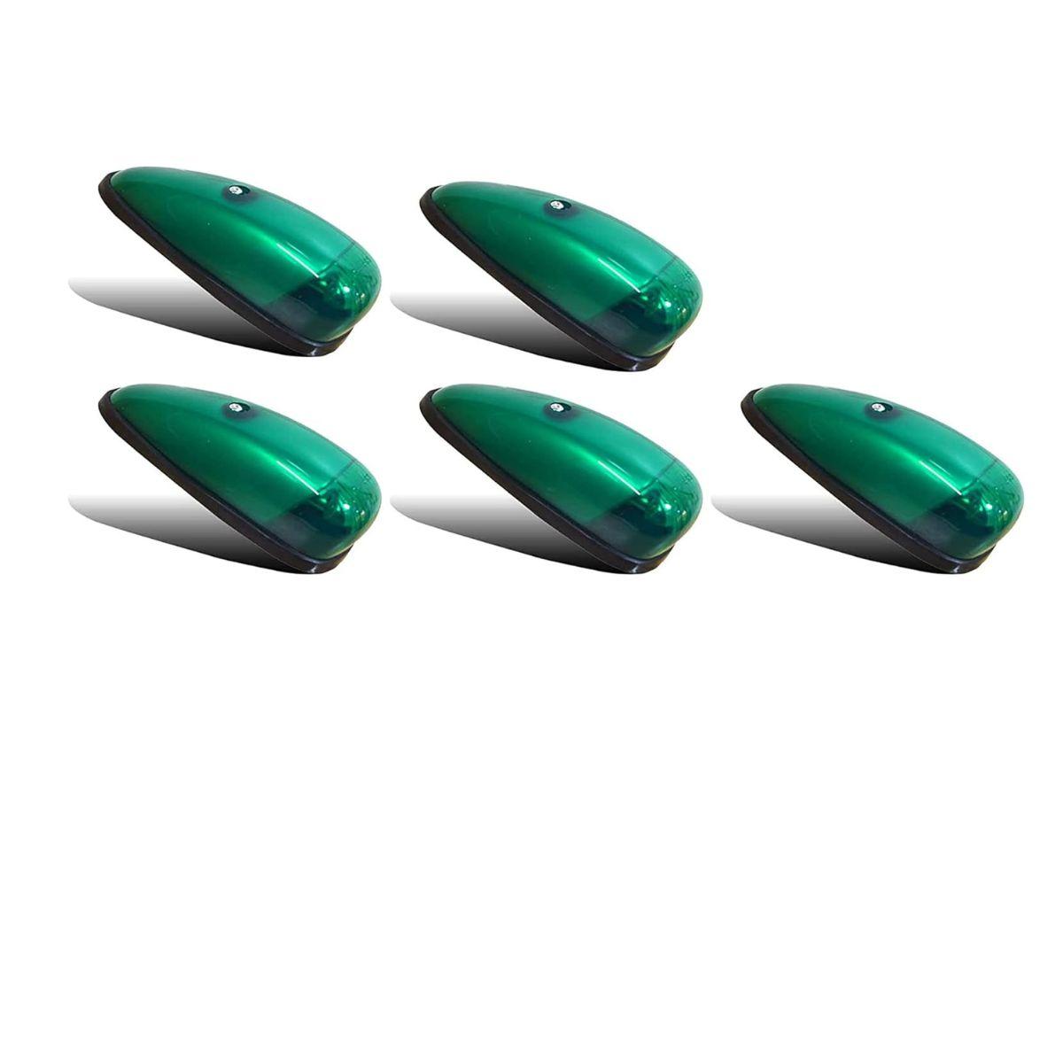 

5 Pieces Green Marker Top Roof Running Lights Kit Teardrop Style Waterproof Decoration Marker Lights with 24v Bulbs