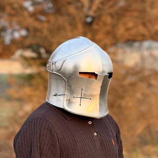 Barbuta Helma Středověká Rytířská Zbroj 18g Měkká Ocel Helma LARP Cosplay Halloweenský Kostým Hledí Válečníkova Helma Nejlepší Dárek