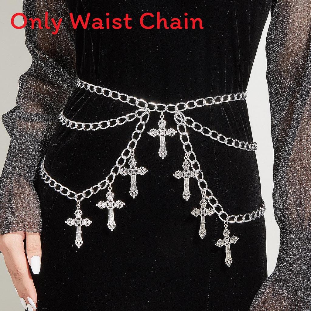 Eur American Fashion Cross Pendant Waist Chain With Layered Body Chain For Adults