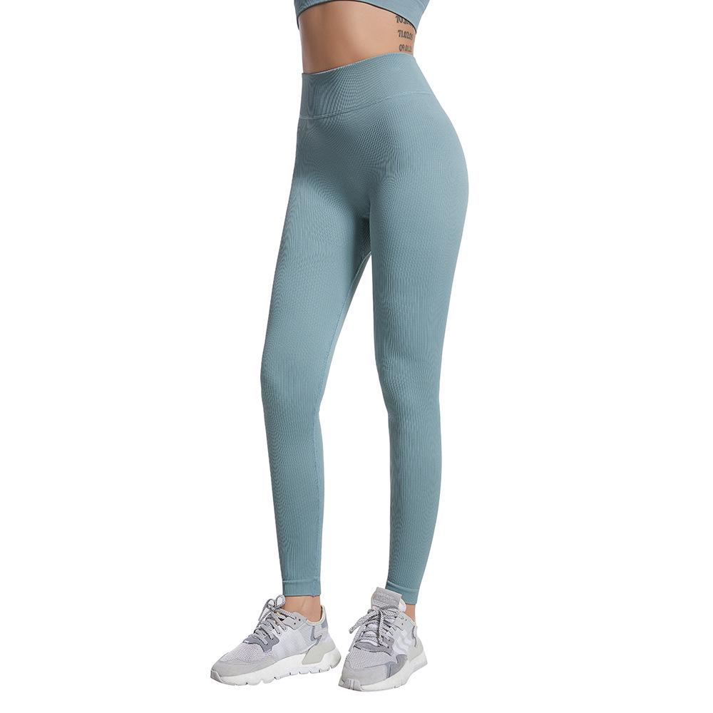 

Женские бесшовные леггинсы для йоги в рубчик - Однотонные, Длина 9/10 Medium серый/синий