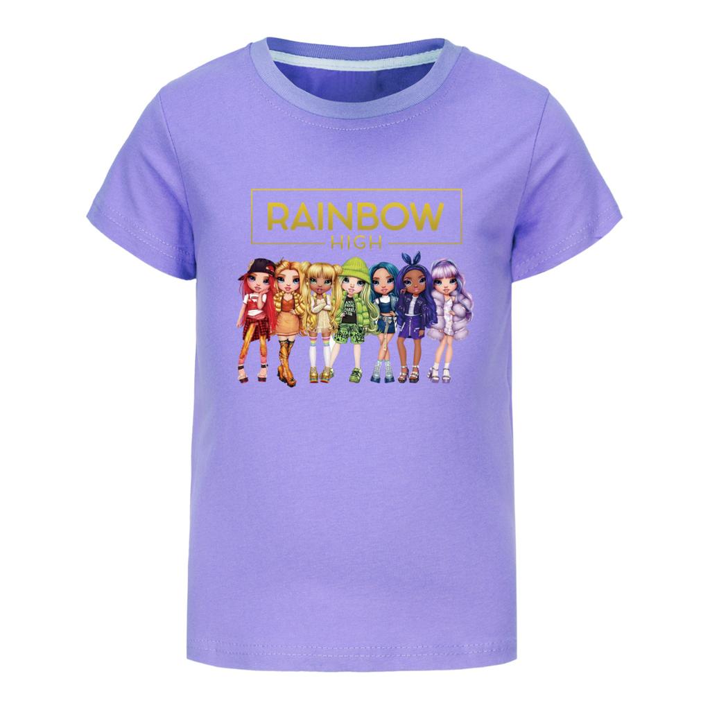 Fantasy Friends Rainbow High T-Shirt Kinder Sommerkleidung Mädchen Kurzarm Oberteile Kleinkind Junge Mode Streetwear Kinderkleidung