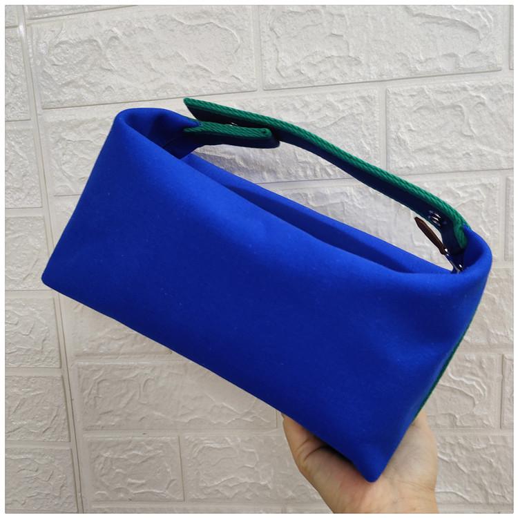 2025 Contrast Color Canvas Lunch Bag & Toiletry Cosmetic Handbag - Women's One-Shoulder Large Capacity