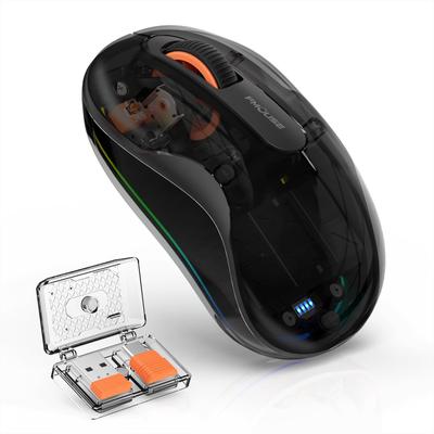 Bluetooth Mouse Bluetooth Wireless Mouse 3 Modes Quiet Mouse Wireless Rechargeable Optical 3 Buttons 4DPI Mode with 7 Color Lights Energy Saving High