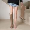 Autumn Winter High Heel Woman Knee High Boots Shoes Ladies Comfort Short Plush Knight Booties