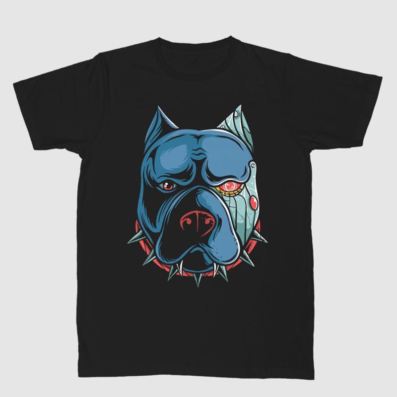 New!!! Pitbull Robot DTF T Shirt Large 50/50 Dry-power Black