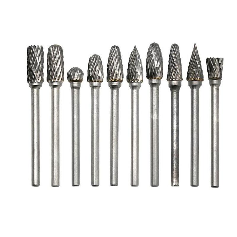 10pc Hard Alloy Rotary File 3*6 Double Grain Tungsten Steel Grind Head Electric Grind Mold Woodwork Grinding File Tool Set
