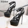 Fashion Eilyken Sexy Platform Super Thin High Heels Women Sandals Fashion Open Toe Buckle Strap Nightclub Stripper Shoes Size 34-40