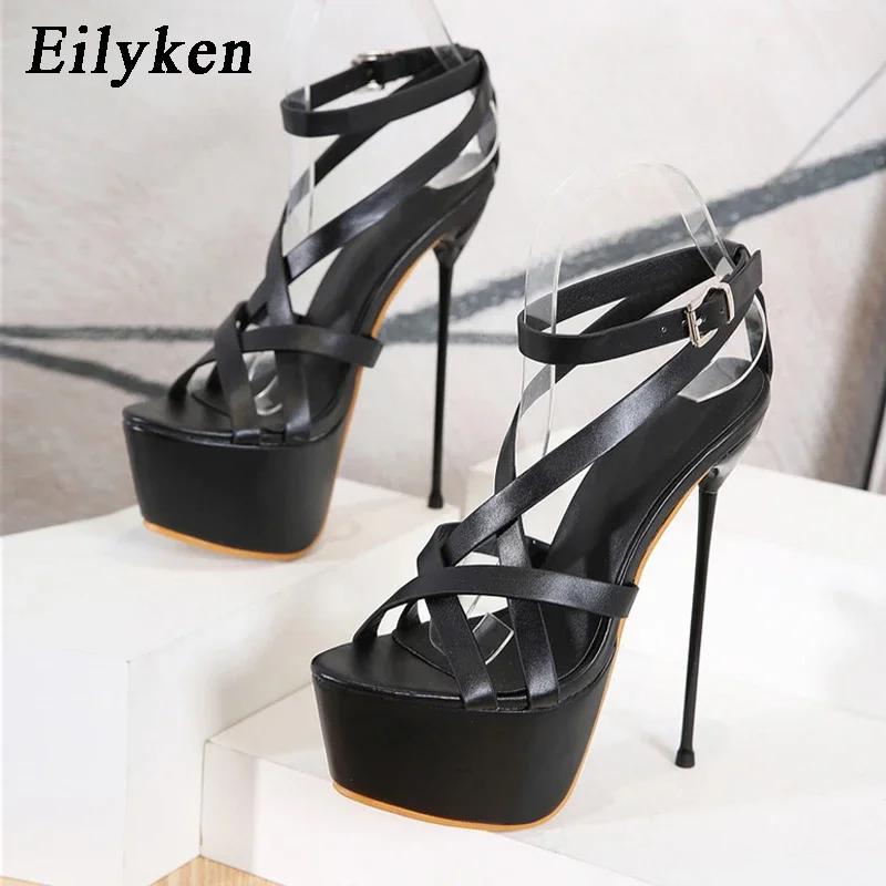 

Eilyken Summer Open Toe Platform Super Stiletto Heels Sandals Women Buckle Strap Stripper Party Shoes Zapatillas De Mujer 34 чёрный