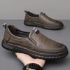 Herren Frühling und Herbst Lässige Rundkopf Atmungsaktive Lederschuhe Bequeme Schuhe Slipper Hochzeitsschuhe Täglich Herren Weiche Sohle Freizeitschuhe