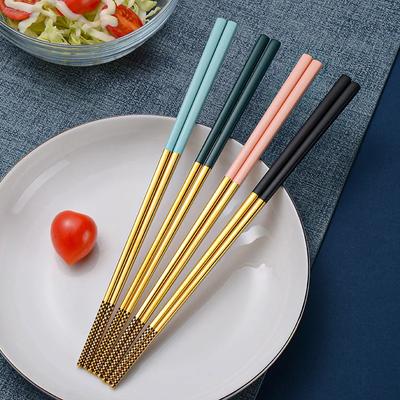 1 Paar 304 Edelstahl Essstäbchen Mit Boxhalter Anti-Rutsch Sushi Essen Metallstäbchen Tragbare Essstäbchen Für Reise Outdoor