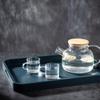 Morandi Blue Bamboo Tea Serving Tray with Drainage