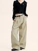 Yongfang Unisex Casual Pleated Wide-Leg Pants: Minimalist, Loose Fit, Straight-Leg Design