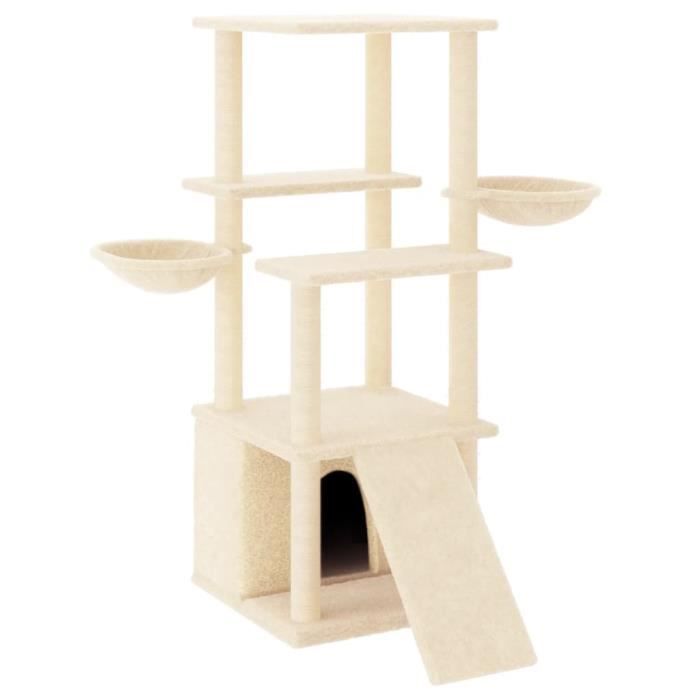 VidaXL Arbre à chat avec griffoirs en sisal crème 133 cm 171756