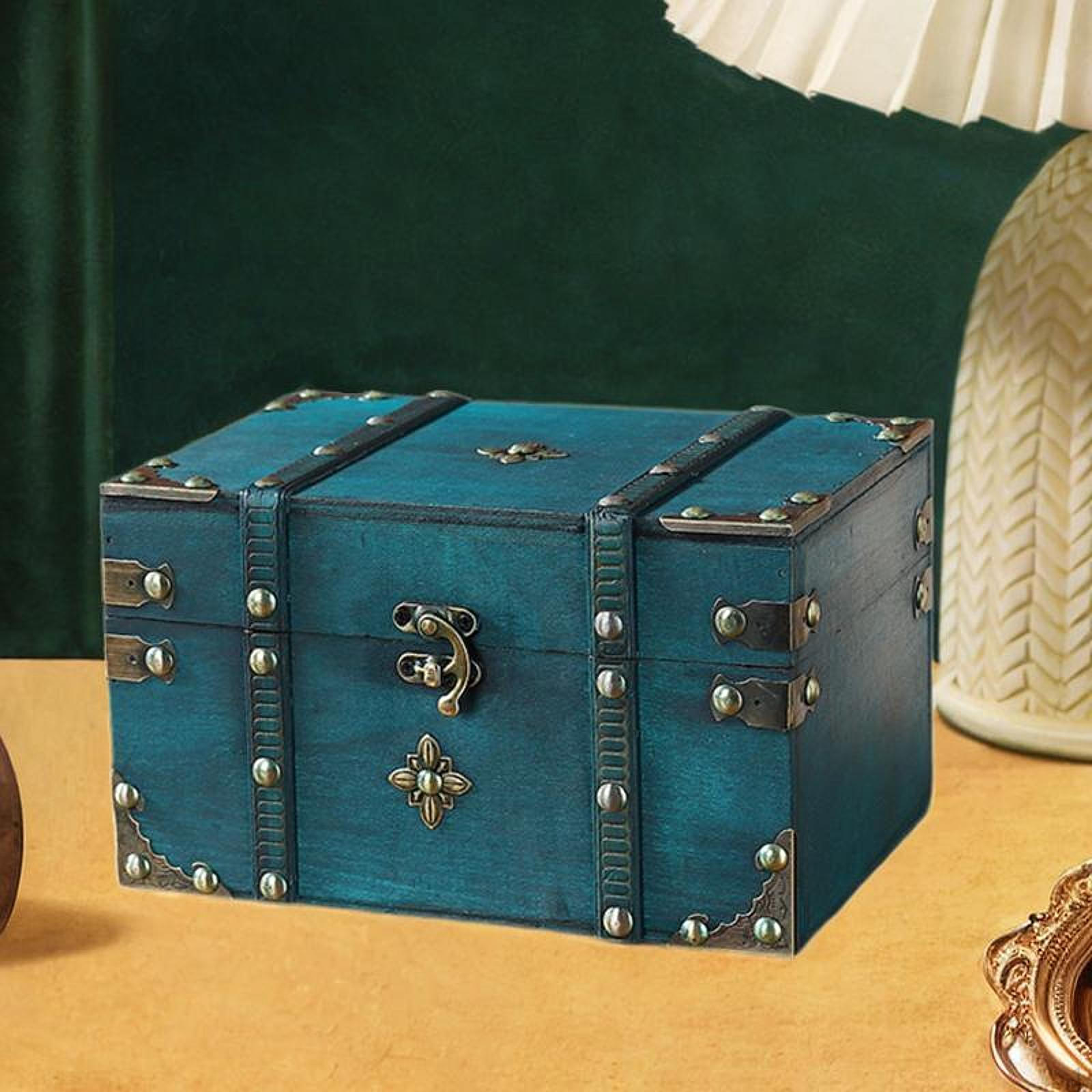 Пиратский сундук с сокровищами Декоративная шкатулка Деревянный подарок Многофункциональные сувениры Уникальный антикварный дизайн Green No Lock 1698₽