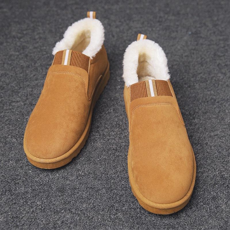 Zimowe Męskie Śniegowce Męskie Zimowe Plus Aksamit Ciepło Grube Antypoślizgowe Bawełniane Buty Okrągły Nosek Wygodne Sneakersy Casualowe Płaskie Buty