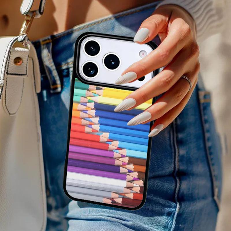 Rainbow Colorful Pencils Phone Case For iPhone 17 Air 14 15 13 12 Max Cover For Apple 16e 11 Pro Max Plus Coque
