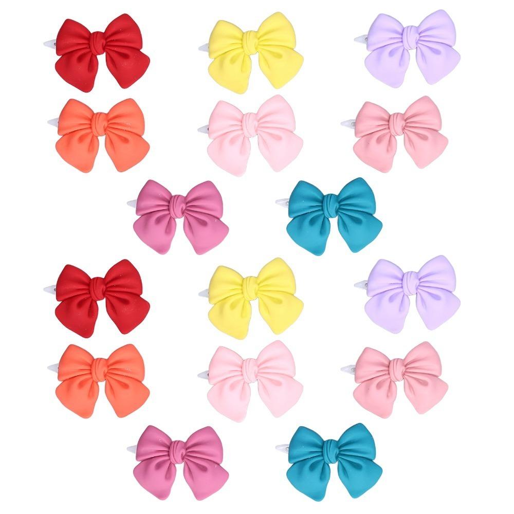 16pcs Soft Fabric Dog Bow Tie Multicolor Pet Bow Clip Adorable Decor Puppy Hair Bow Pet Grooming Bow Hair Clip