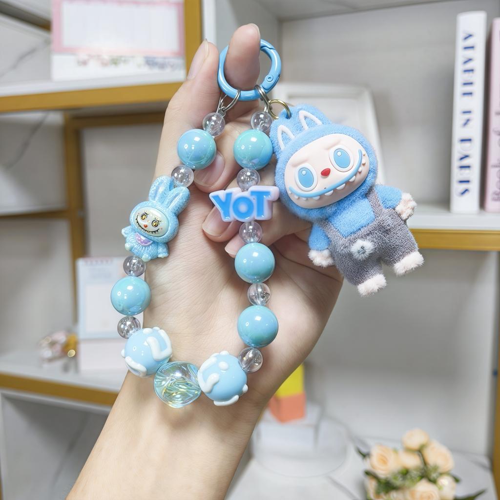 Cartoon Soft Rubber Flocked Rag Keychain Bag Pendant Blind Box Trendy Cool Rag Mobile Phone Chain Couple Small Gift