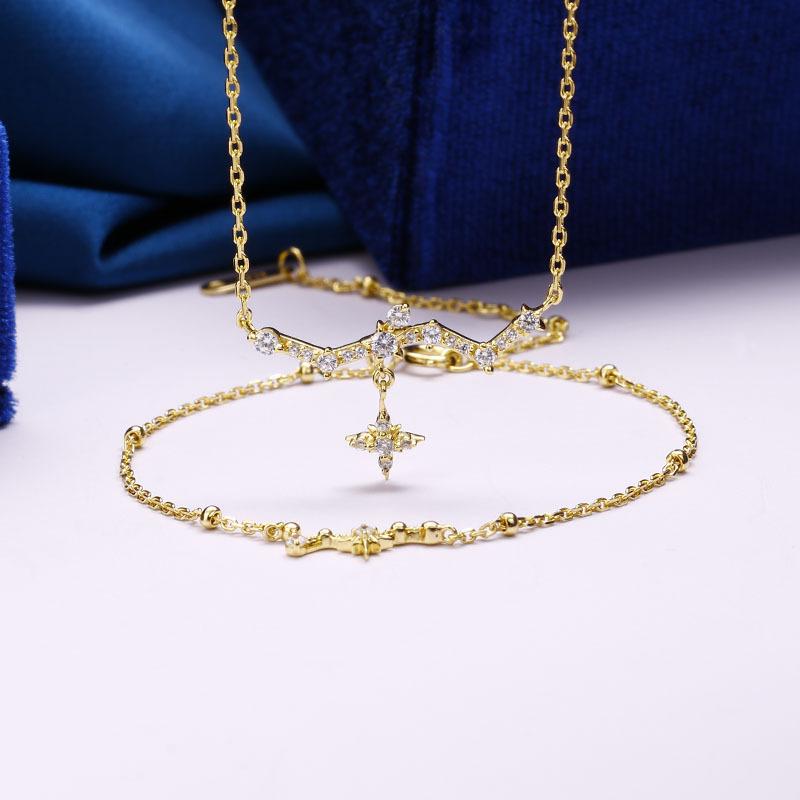 Japanese Light Luxury New Hand Jewelry Romantic Big Dipper Cassiopeia Bead Bracelet for Women S925 Silver Constellation Set