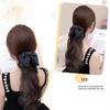 Synthetic Wigs Simulated Ribbon Bowknot Puffy Curly Grab Clip Ponytail Wig Women Headwear Extensions 40Cm