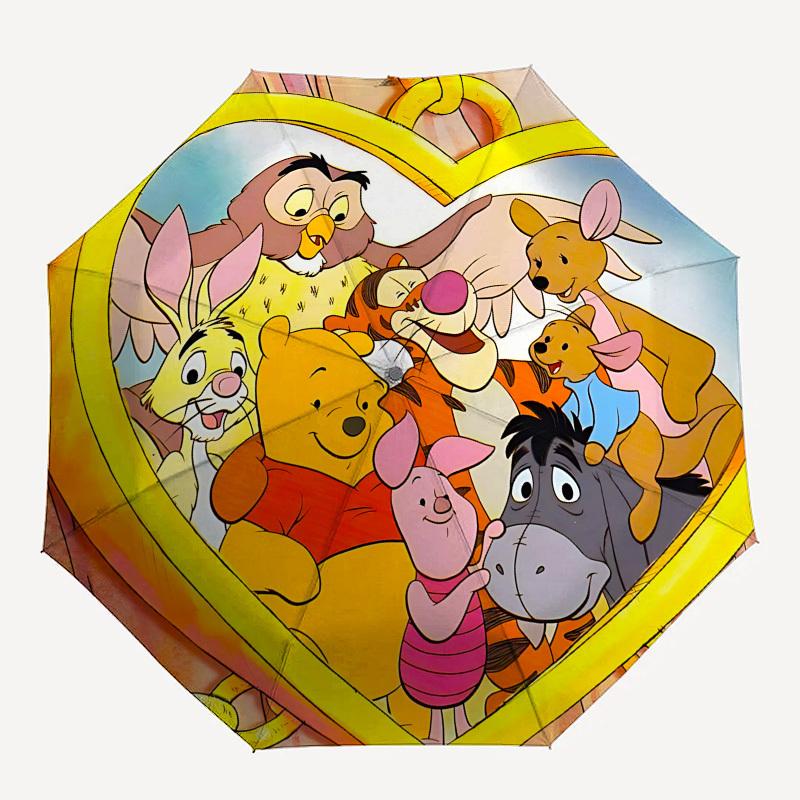 Winnie-the-Pooh Themed Automatic Opening and Closing Umbrella, Brightly Colored 8-rib Portable Umbrella, Suitable for Men and Women, A Perfect Gift Fo