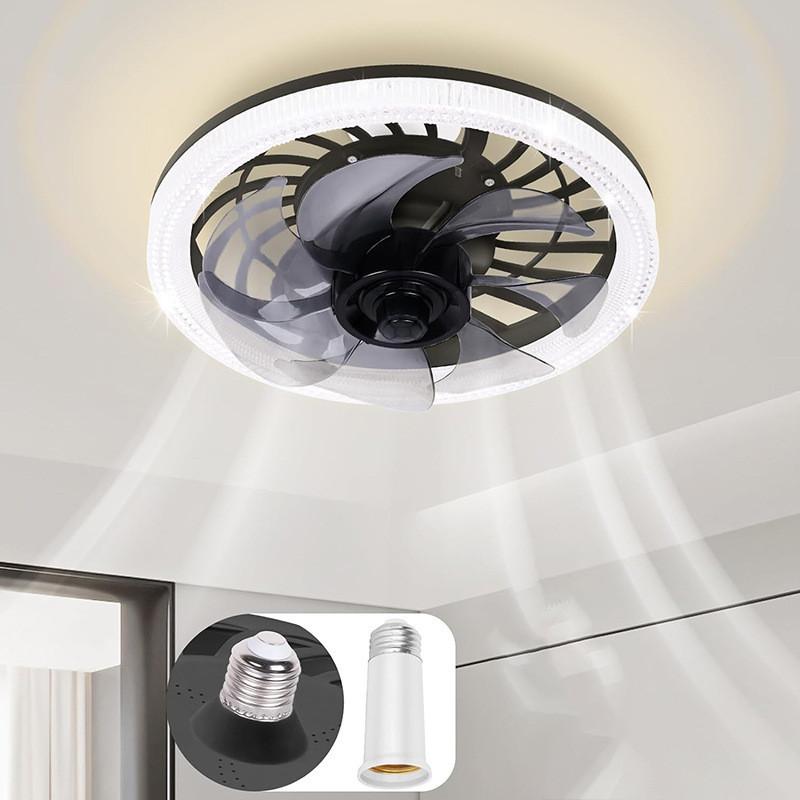 

30 * 12.5 * 30см Интеллектуальный Потолочный Вентилятор с Подсветкой для Гостиной Бытовой Вентилятор-Лампа для Спальни Современный и Простой Бесшумный Внутренний Электрический Потолочный Вентилятор Dark Brown