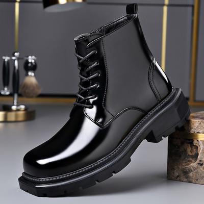 Winter Britischer Stil Erhöhte Plateau-Stiefel für Herren Mode Lässig Leder Designer Warme Baumwollschuhe Herbst Stiefeletten Herren