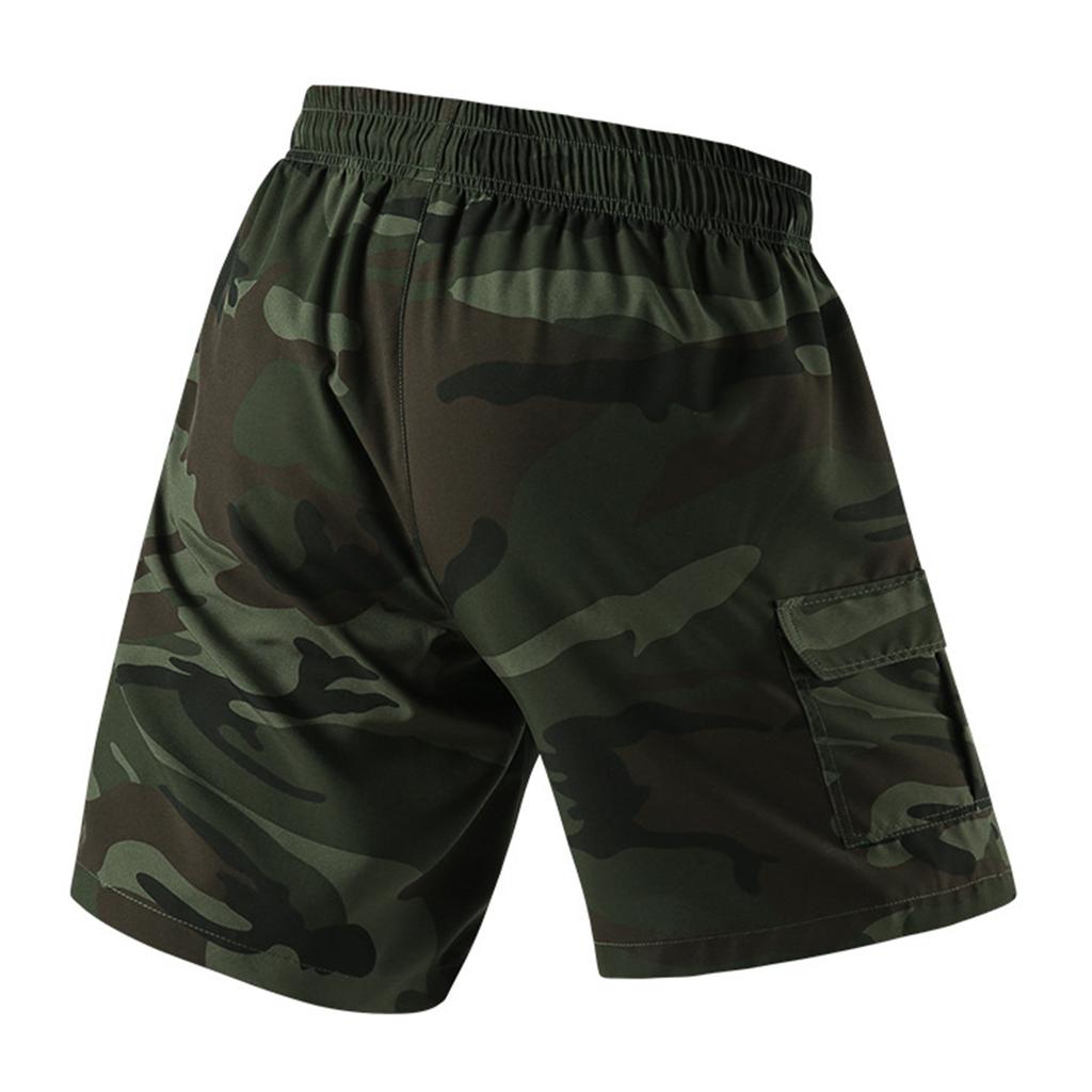 Herren Mehrzweck-Cargo-Shorts für Outdoor-Sport, Freizeit, Tarnmuster, Arbeitsshorts mit elastischem Bund und Kordelzug zum Wandern, Camping