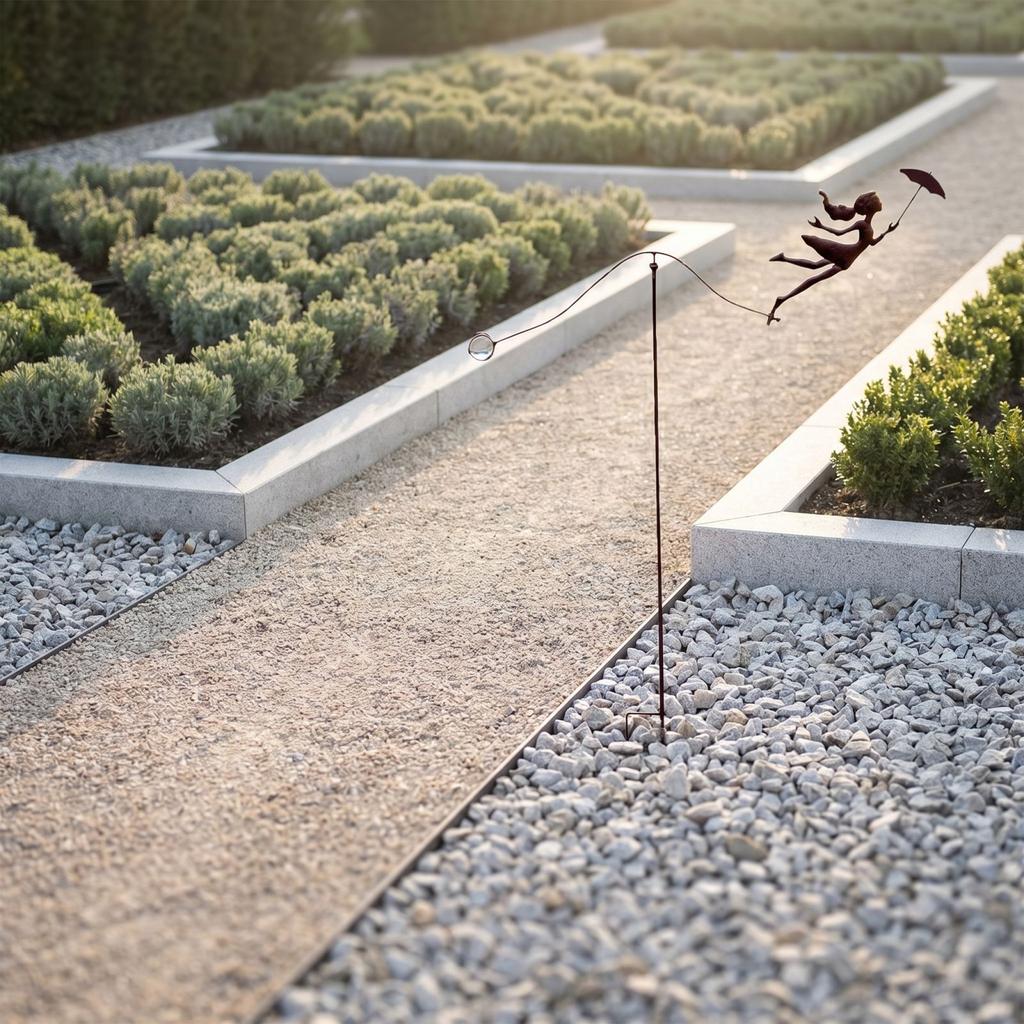 Metal Girl With Umbrella Wind , Balanced Yard Art Stake, Garden Decor For Outdoor, Patio