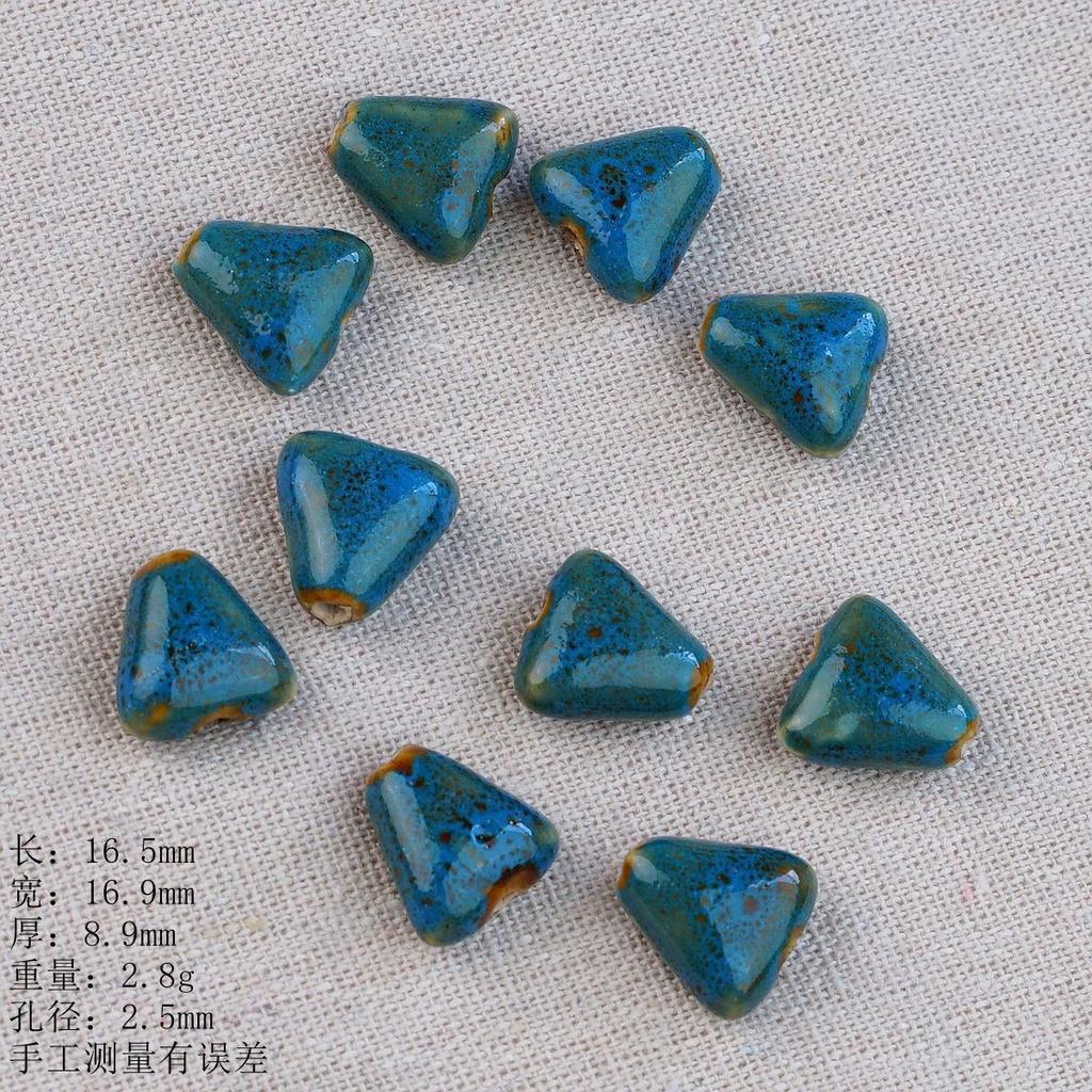 Flower glaze blue ceramic beads loose beads handmade DIY necklace accessories material beads