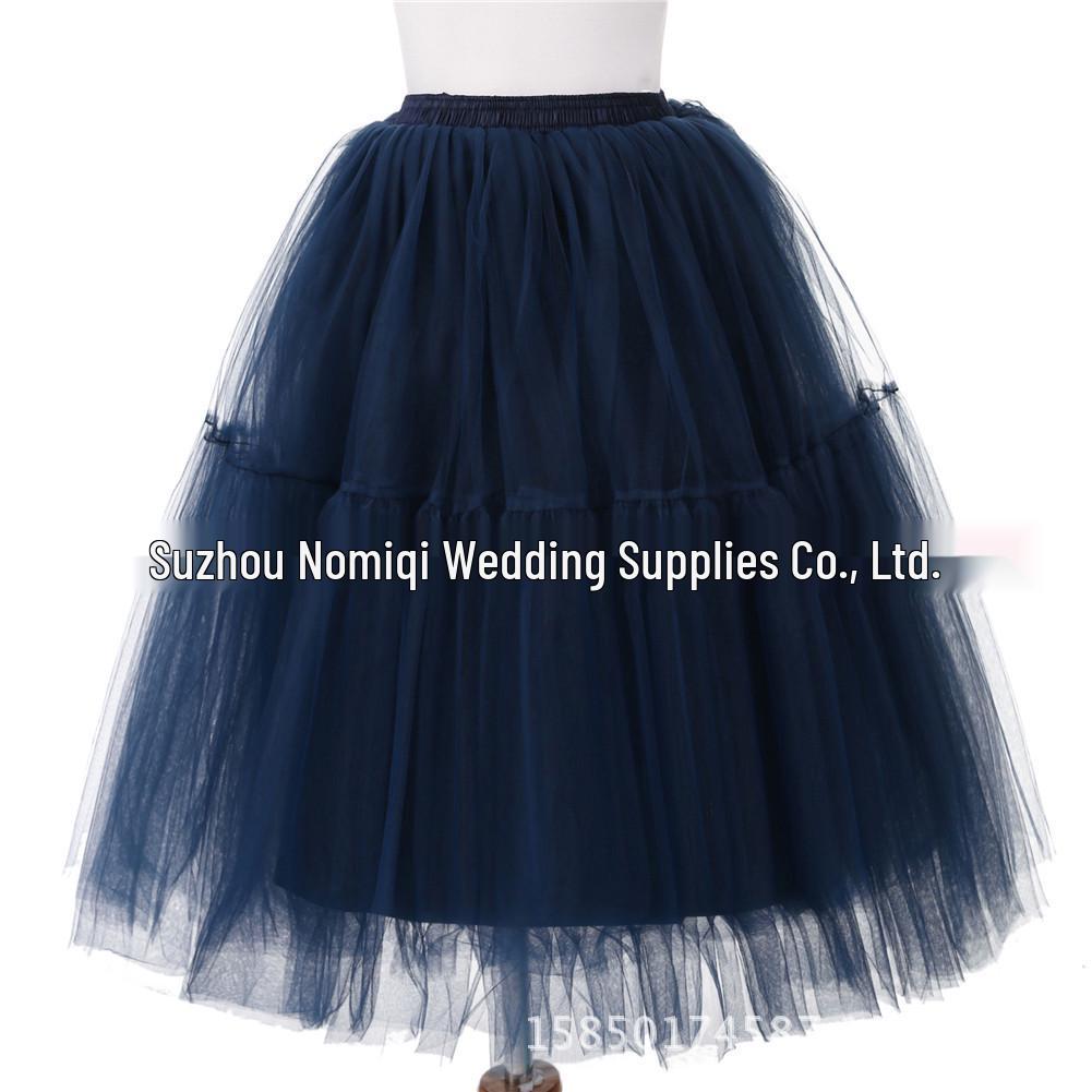 Women's 5-Layer Mesh Midi Fluffy Skirt - Summer Gauze Half Skirt