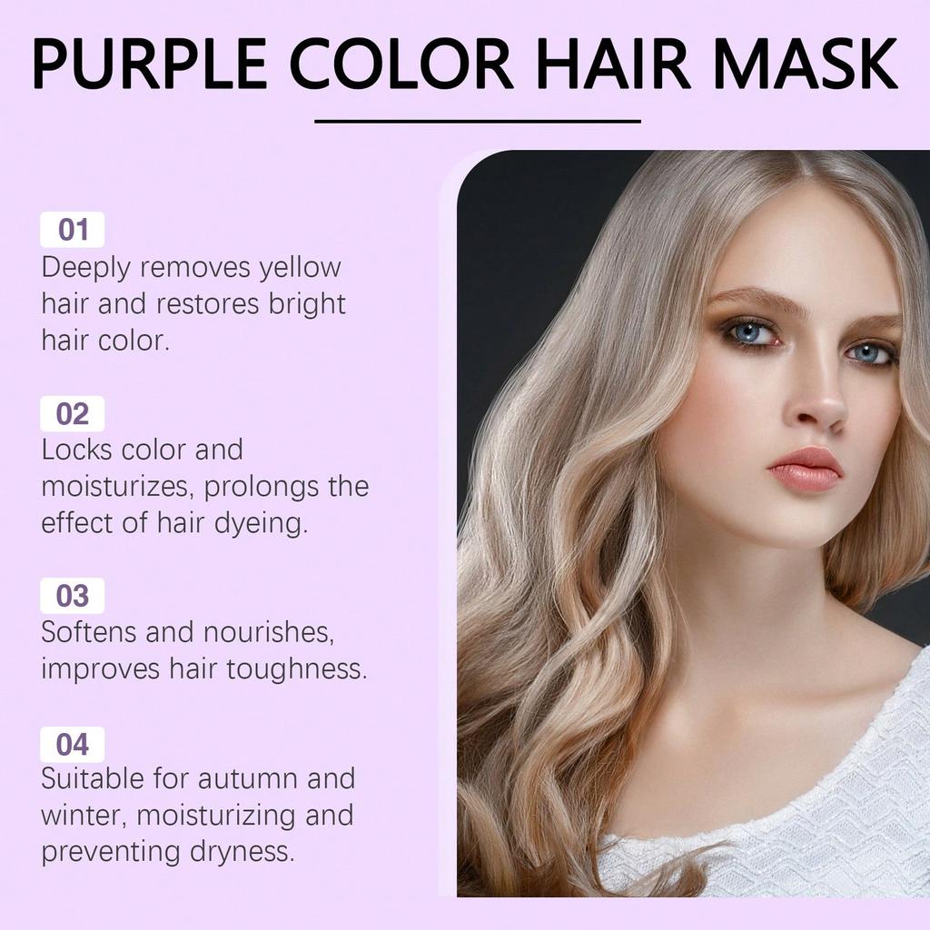 1PC Keratin Purple Care Hair Mask Nourishes And Moisturizes Dry And Frizzy Hair, Making It Smooth An