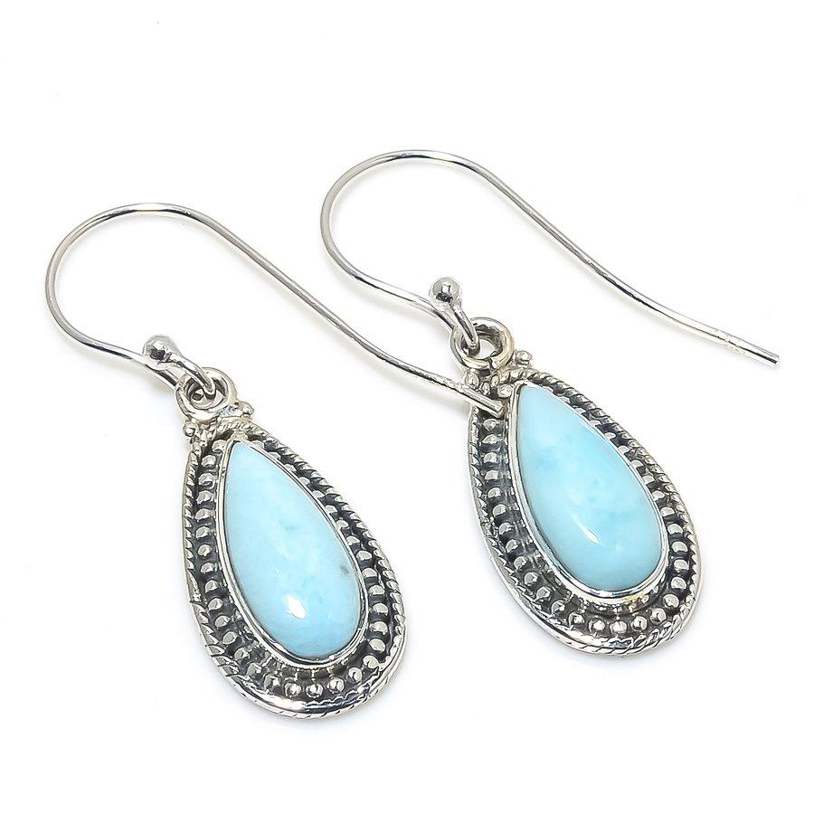 Natural Republic Larimar Gemstone 925 Solid Sterling Silver Earring 1.50" p9I74