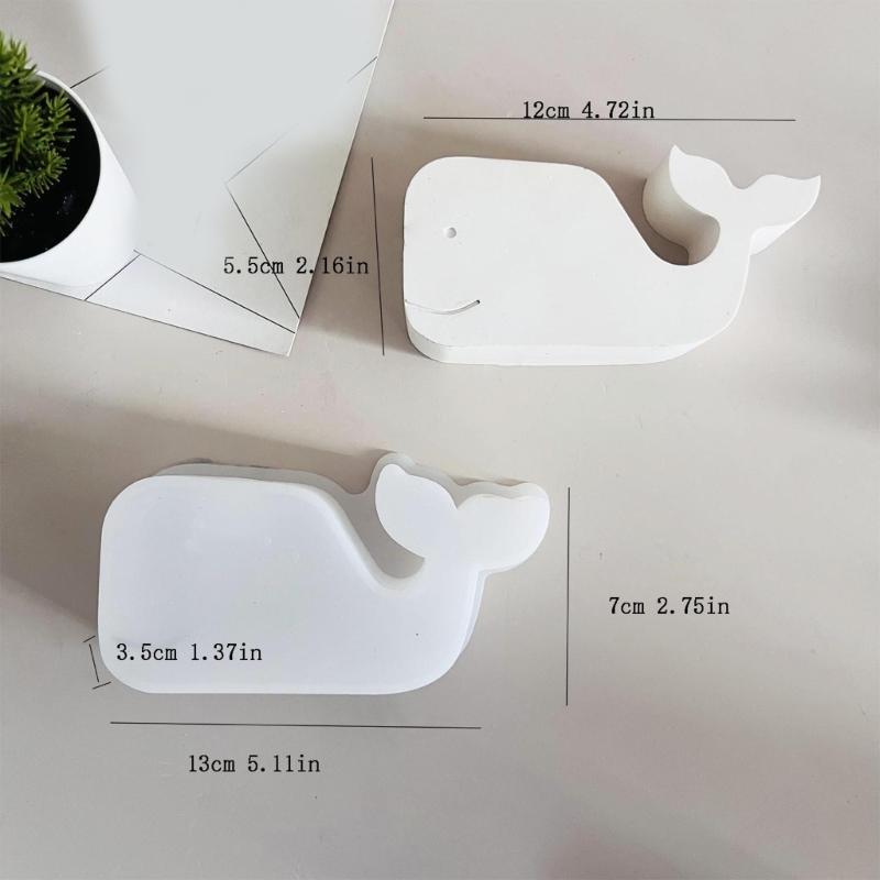 Flexible Silicone Candlestick Mold for Home Decoration and Crafts 3D Whale Shaped Tealight Holder Desk Ornament Mould