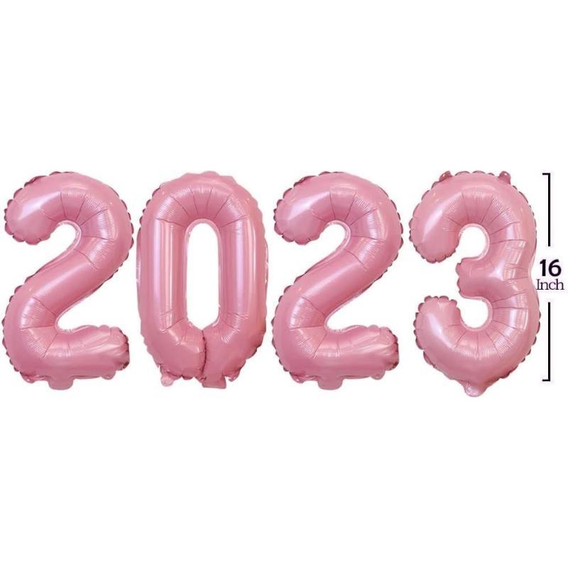 2023 2023 New Year's Eve Holiday Party Supplies Graduation Decoration (Light Pink, 40.64 Cm) Candy Pink Digital Balloon