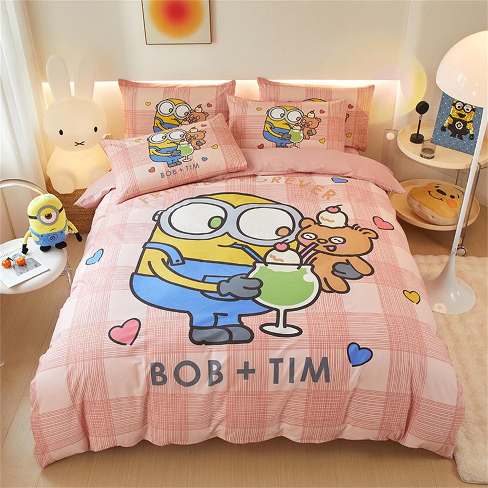 Home Anime M-Minions 3D Digital Print Bedding Set,Cartoon Duvet Cover and Pillowcases 75*50 for Adult and Children Luxury Gifts