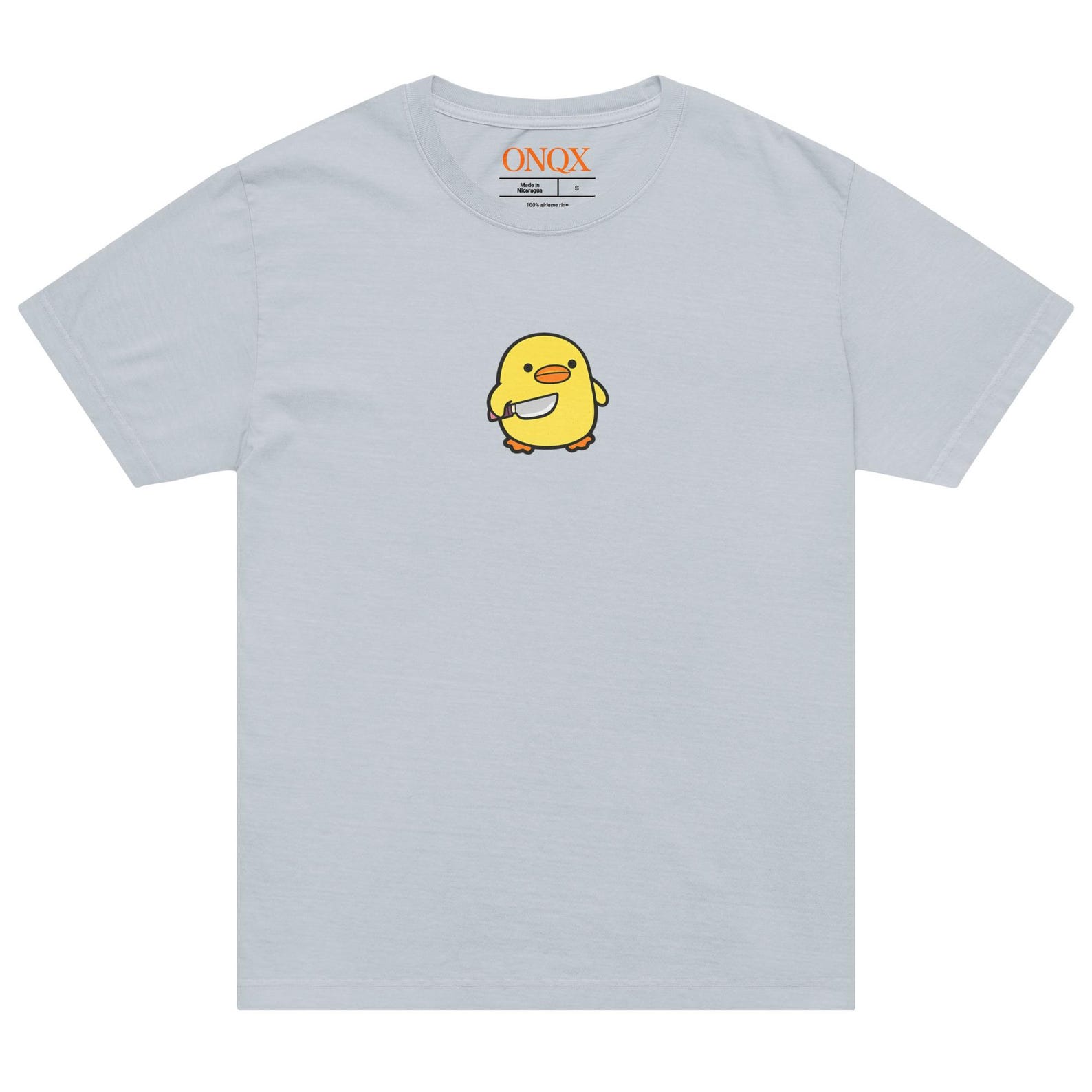 Tiny Duck With Knife Graphic Tee, Chaotic Meme Shirt, Minimalist Streetwear L