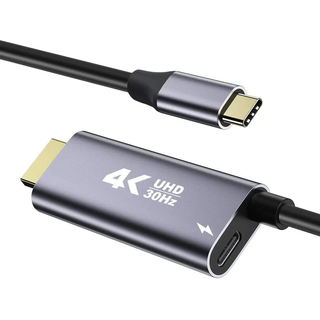 4K 60Hz Type C to HDMI Compatible Video Cable With 100W PD Fast Charging Adapter Type C to HD 1.8m Cable for Home Office Laptops