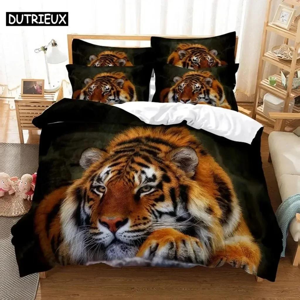 New 3D Print Runing Tiger Beding Set Bedrom Soft Modern Bedspreads Comefortable Children Kids Soft Duvet Cover Comfortable Quilt Cover And Pilowcase