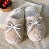 New Bow Cotton Slippers Winter Indoor Home Floor Slippers Non-slip Plush Bag Head Warm Shoes