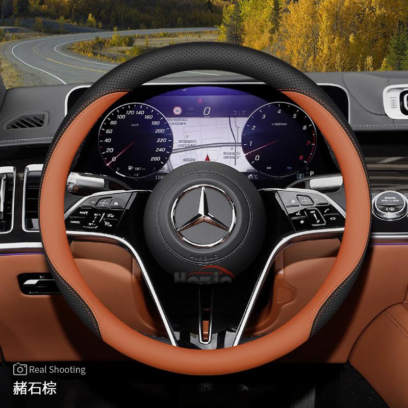 Housse de volant en cuir pour voiture pour Mercedes Benz W214 C200 W204 W203 W124 W210 W221 W202 W176 CLA 250 W166 Accessoires 2025