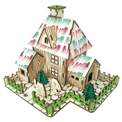 3D Wooden Miniature House Recreating the Four Wooden 3D Architectural Toy for DIY Interior Atmosphere Collectible Educational Gift for Kids and
