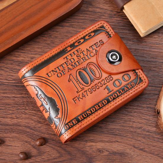 Retro Men Wallet Portable Waterproof Faux Leather Slim Credit Card Holder Bi-fold Short Wallet Multi-functional Front Pocket Wallet