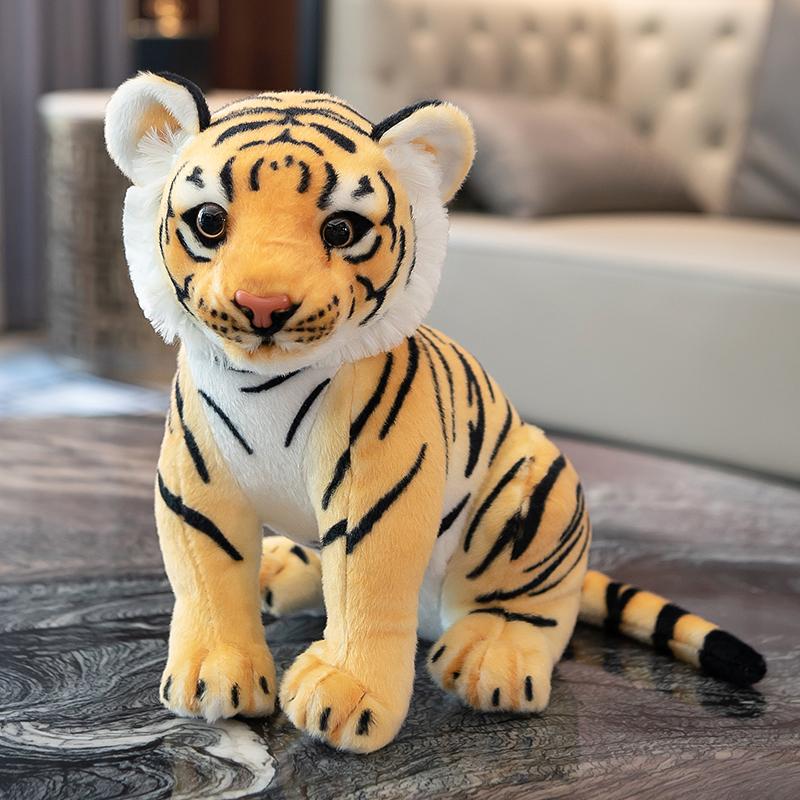 25-33cm Simulation Tiger Plush Toy Lifelike Sittting Tigers Plushies Stuffed Forest Animals Doll