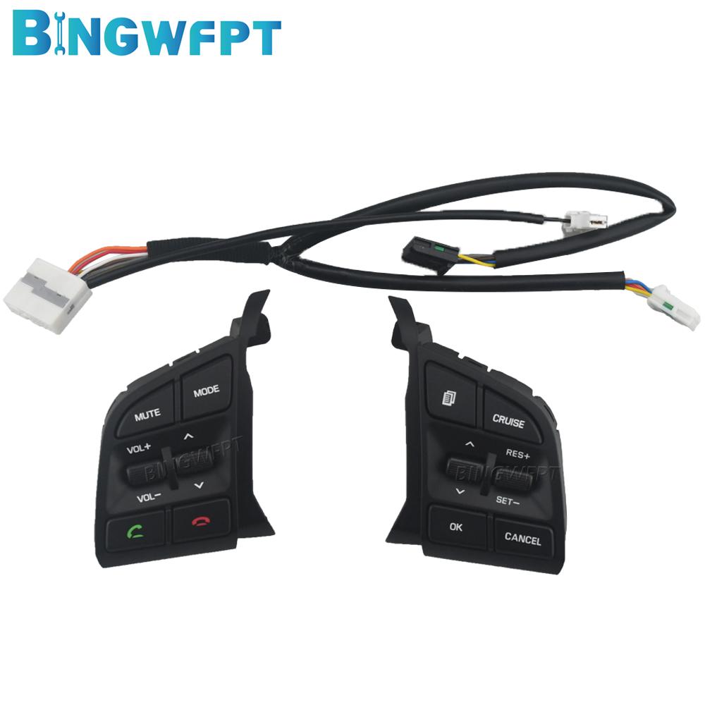 96710-D3500 Cruise Control Switch For Hyundai Tucson 2015-2019 Steering Wheel Remote Control Switch Volume Bluetooth Button Left-Right-wire