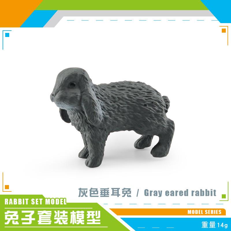 

Realistic Rabbit Farm Animal Figurine Set With Wash Face Sitting Dwarf And Lop Designs Ear Gray Rabbit