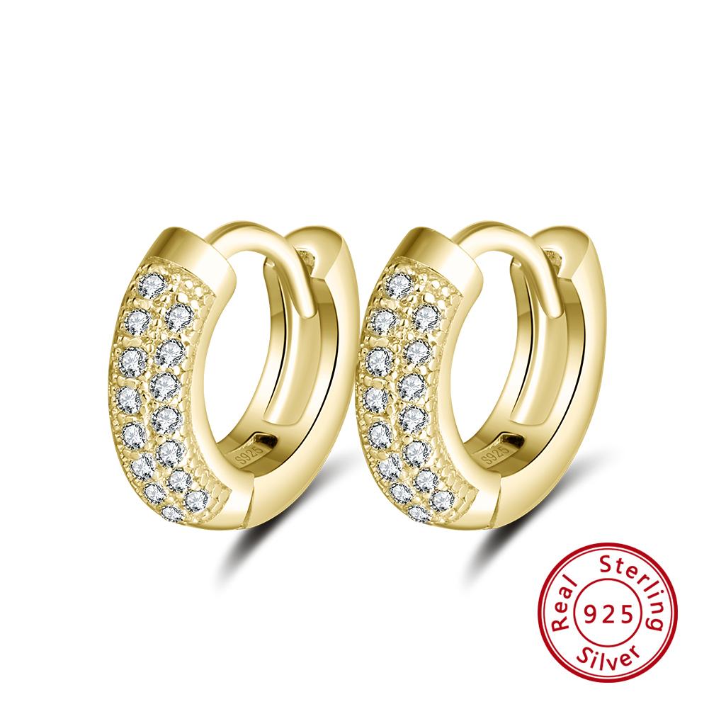 ORSA JEWELS Solid 925 Sterling Silver Hoop Earrings For Women Small Circle Silver Color Trendy Female Wedding Jewelry SE103