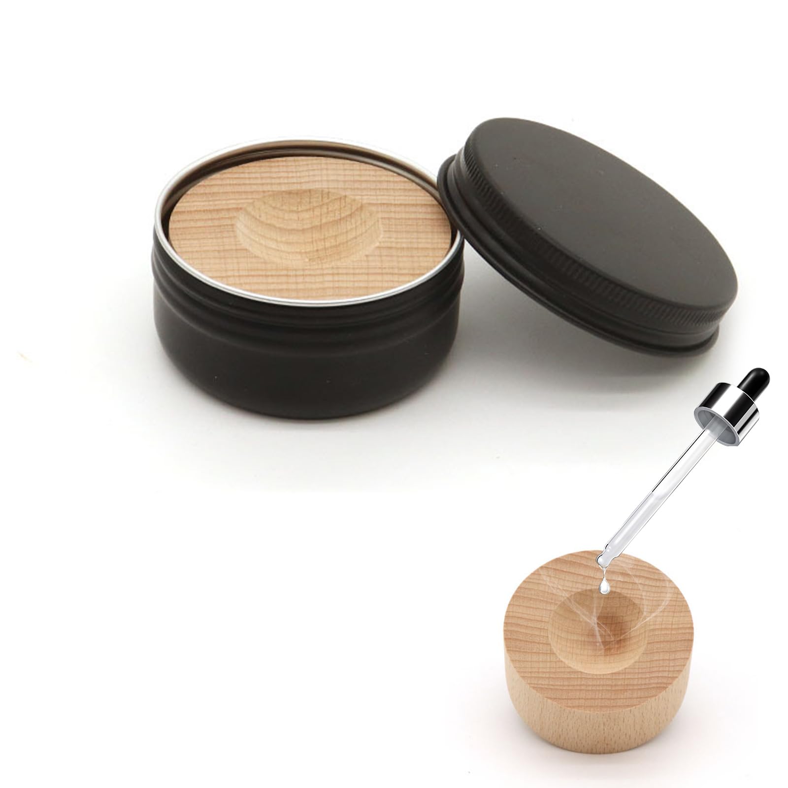 RICISUNG Aroma Dish Wooden Aroma Wood Grain Aroma Stone Portable Car Sleep Meditation Free