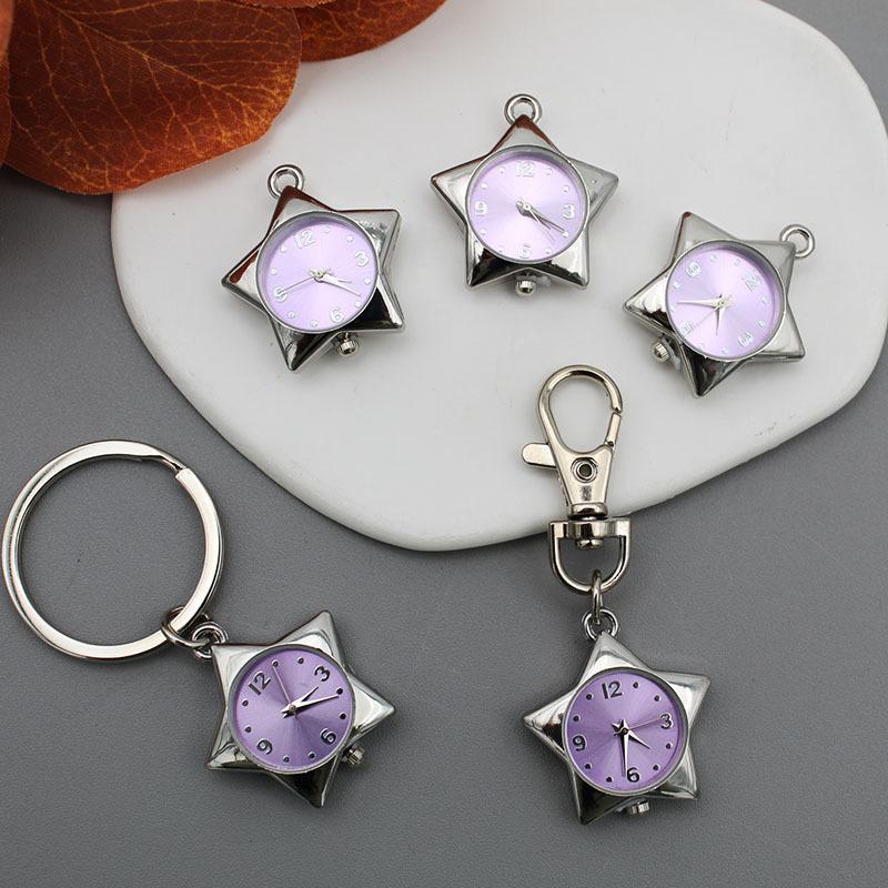 Stjerne Lommeur Klokke Anheng Nøkkelring Pynt Retro Småting Veske Sjarm Dekor Lommeur Gave